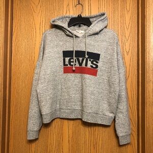 Levi’s grey hoodie women’s size M logo print dropped shoulder